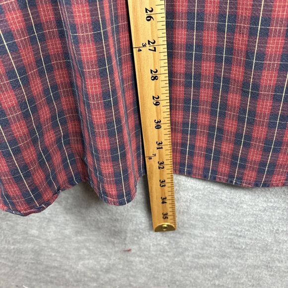 LL Bean Button Down Shirt Mens XL Long Sleeve Cotton Plaid Lot of 2 Red Green - Picture 5 of 15